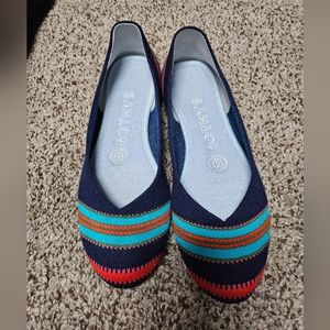 Rothy's Navy Ribbon Stripes Merino Flats